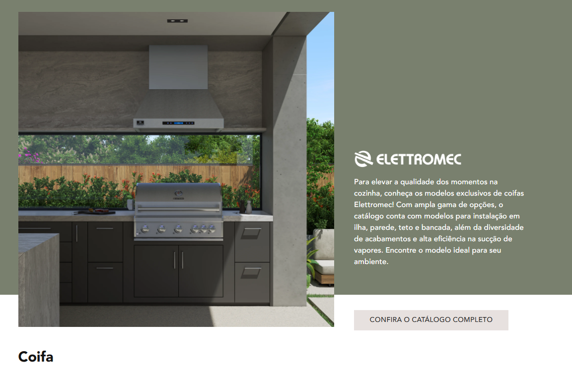 Coifa Elettromec instalada em área gourmet